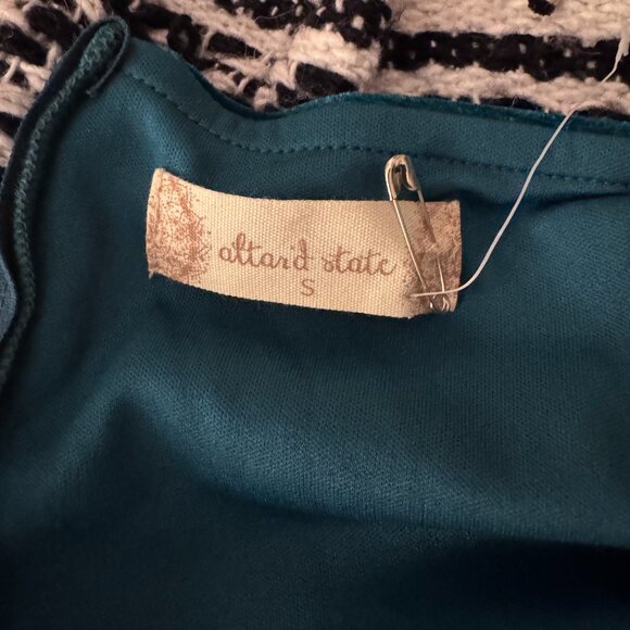 Teal Velvet Tiered Mini Dress – Adjustable Straps, Criss-Cross Back (Size S) - Picture 6 of 6